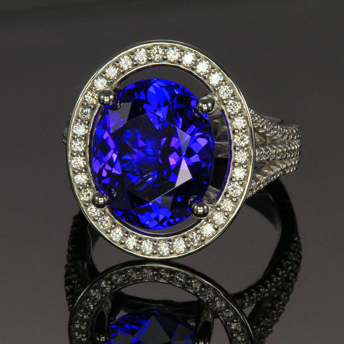 large tanzanite and diamond ring