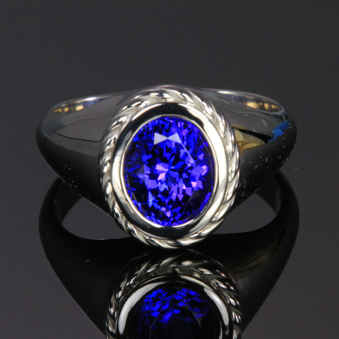 14K White Gold Oval Tanzanite Ring 3.89 Carats Designed by Christopher ...