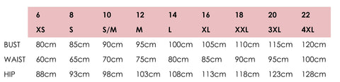 Sass clothing size guide