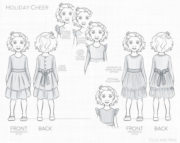 Holiday Cheer Girls Dress Sewing Pattern by Ellie and Mac Sewing Pattern