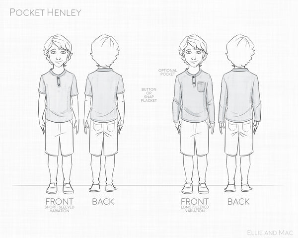 Pocket Henley Top Pattern by Ellie and Mac Sewing Patterns