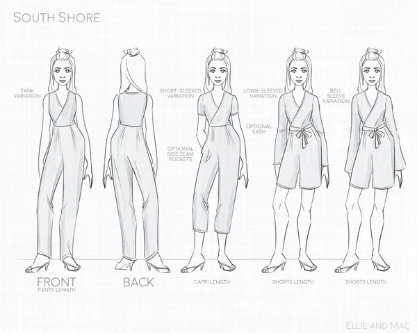 South Shore Womens Romper Sewing Pattern by Ellie and Mac Sewing Patterns