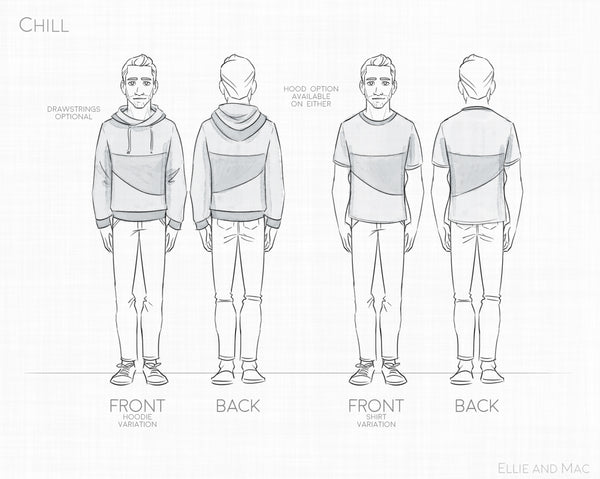Chill Hoodie and Tee Sewing Pattern for Men by Ellie and Mac Sewing Patterns