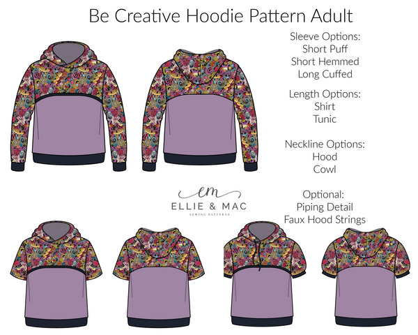 Be Creative Hoodie Pattern Sewing Pattern by Ellie and Mac Sewing Patterns