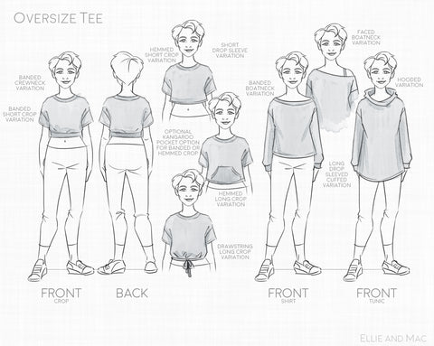 Trendy Sewing Pattern - Oversize Tee Sewing Pattern - Plus size sewing projects