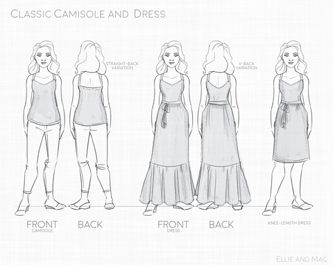Easy Camisole PDF sewing pattern for beginners by Ellie and Mac sewing patterns