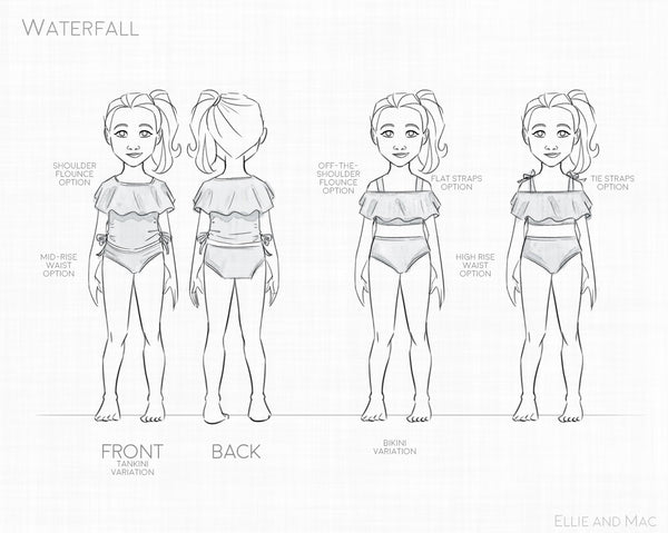 Waterfall Swimsuit Sewing Pattern by Ellie and Mac Sewing Pattern 