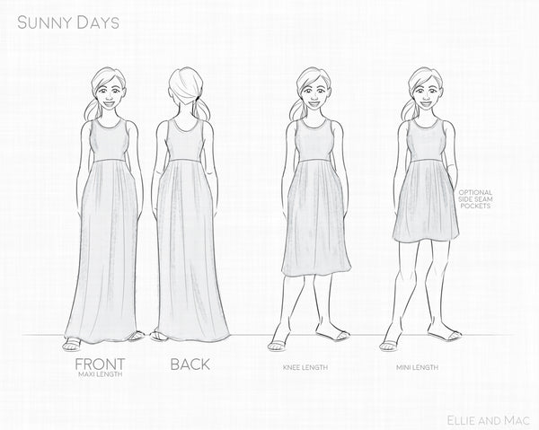 Sunny Day Dress Line Drawing