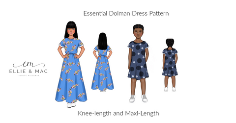 Essential Dolman Dress Sewing Pattern for Girls by Ellie and Mac Sewing Patterns