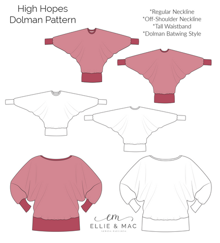 High Hopes Dolman Batwing Top Sewing Pattern for Women by Ellie and Mac PDF Sewing Patterns Best Sewing Patterns