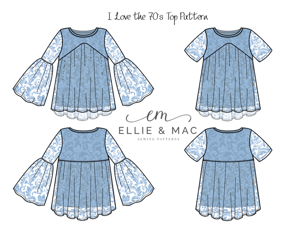 I Love the 70's Top Sewing Pattern by Ellie and Mac Sewing Patterns
