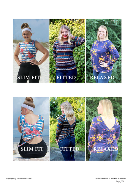 Ruch Tee Sewing Pattern Fit Options for Ellie and Mac Sewing Patterns