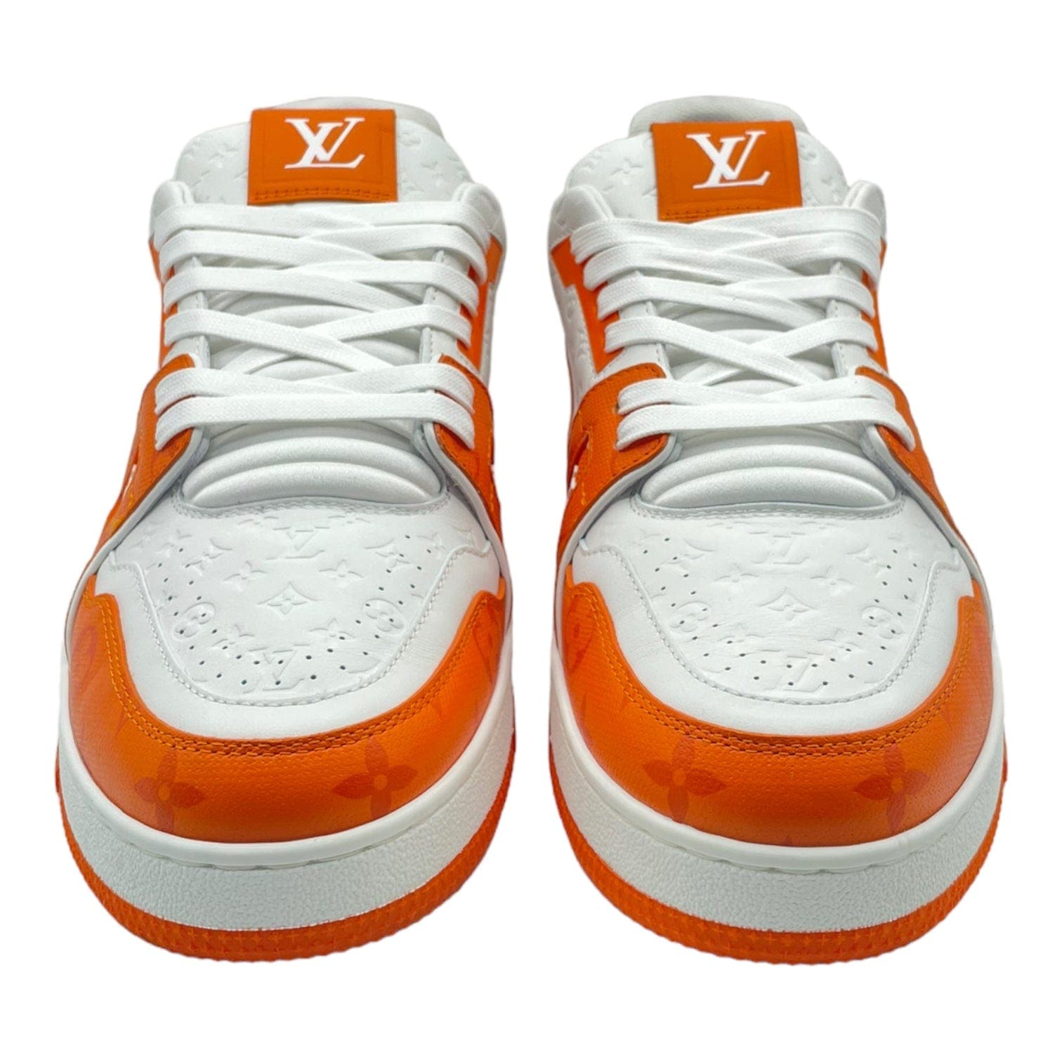 Pre-owned Louis Vuitton Lv Trainer Leather Low Trainers In Orange