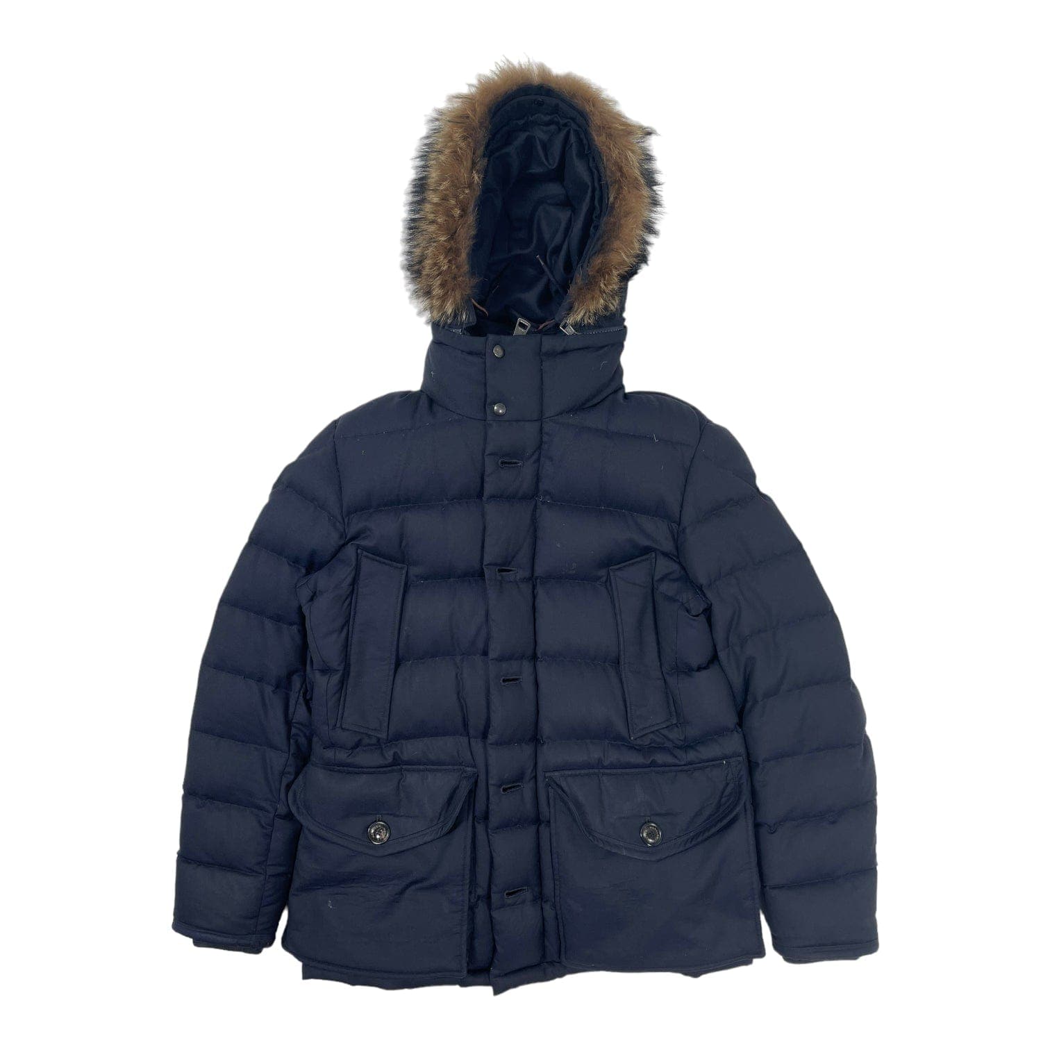 Moncler Rethel Fur Trim Down Jacket Navy Pre-Owned – Origins NYC