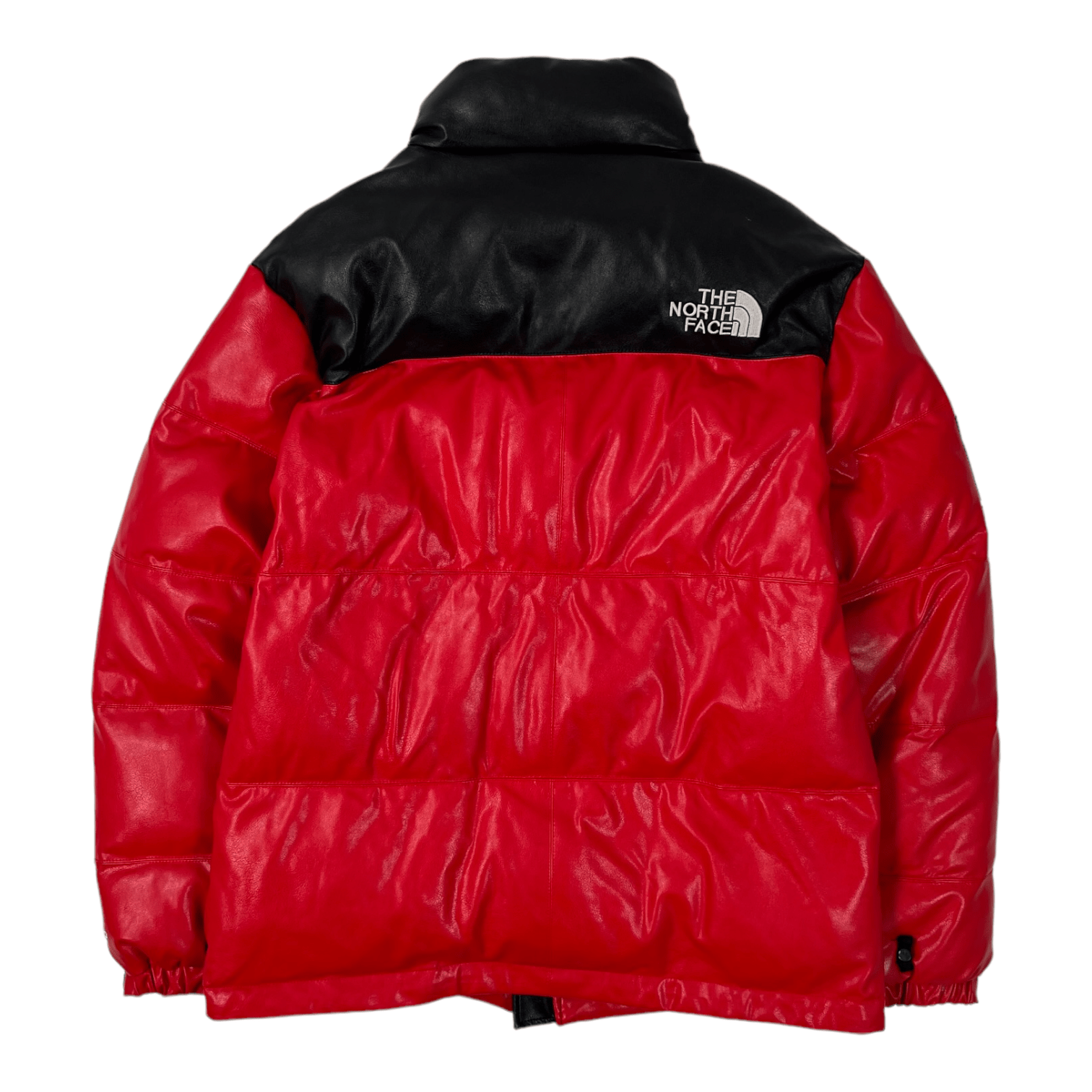 Supreme The North Face Leather Nuptse Jacket Red Pre  - NTWRK