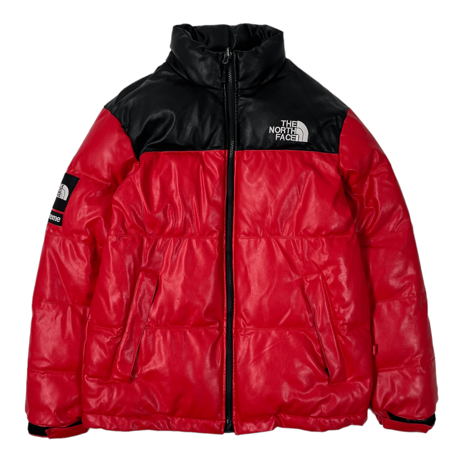 NTWRK - Supreme The North Face Leather Nuptse Jacket Red Pre-Owned