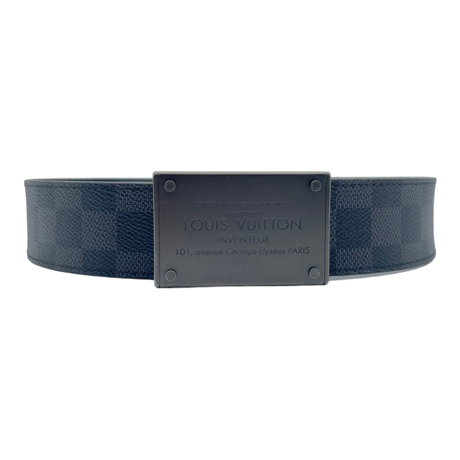 Louis Vuitton Blue Damier Graphite Logo Belt