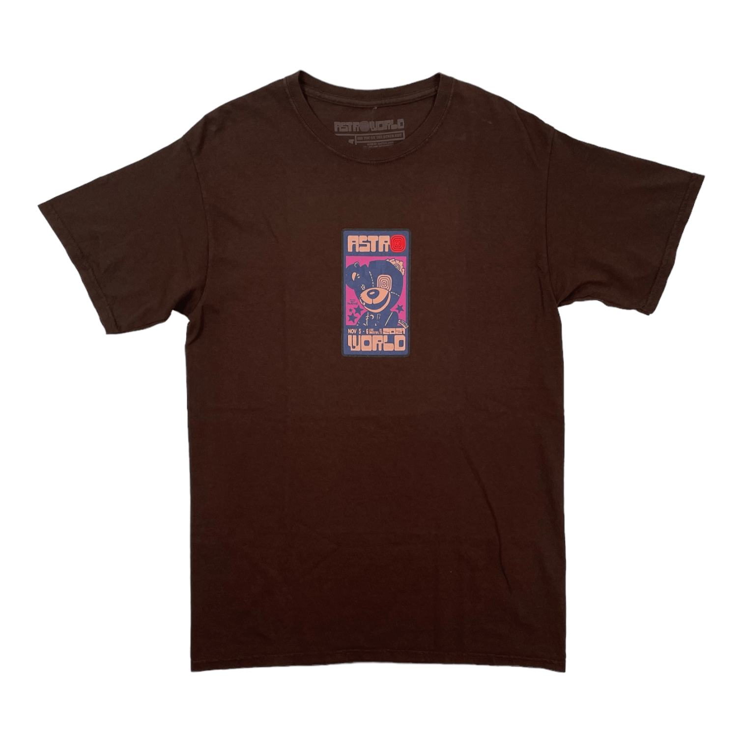 Travis Scott - Travis Scott Astroworld Houston Short Sleeve Tee Shirt Brown