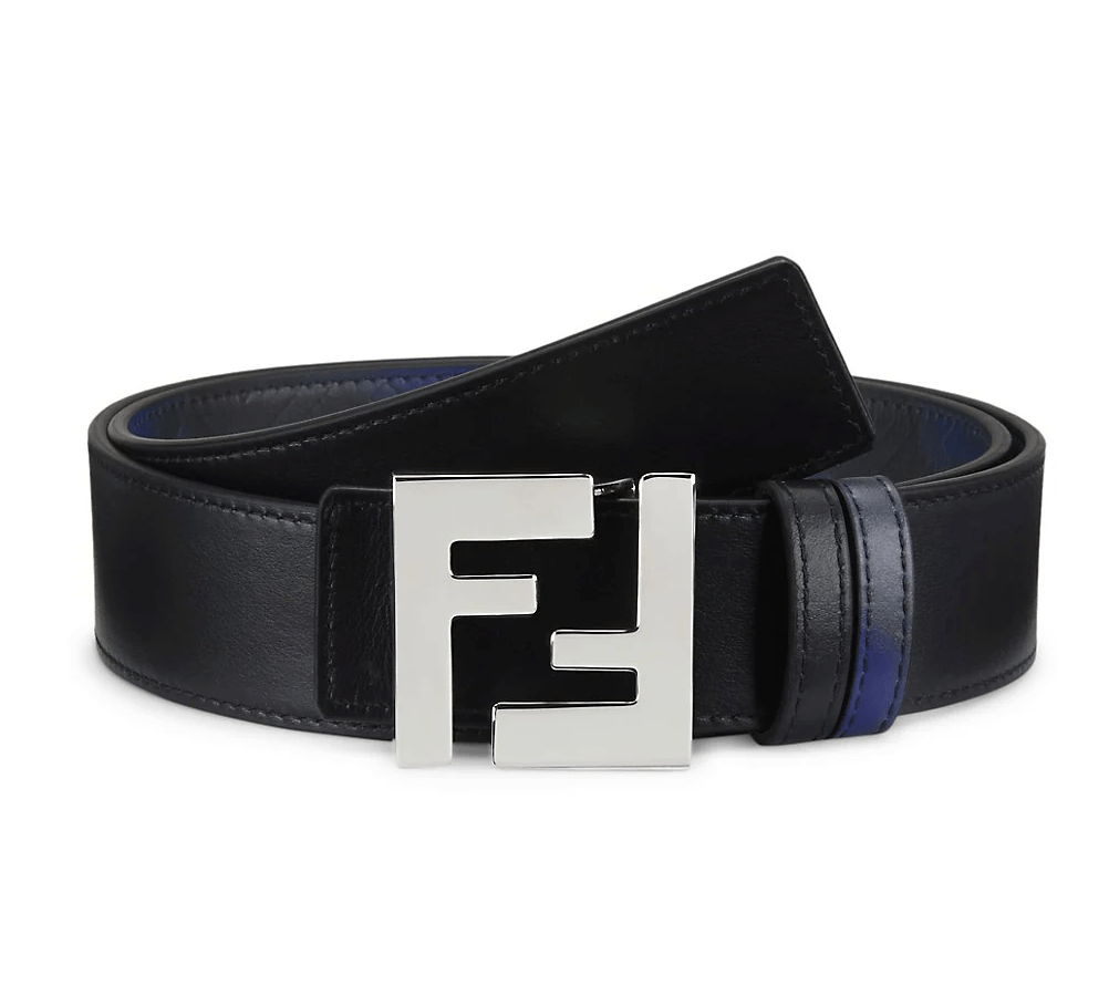 Fendi Cintura Reversible Leather Belt Blue Black – Origins NYC