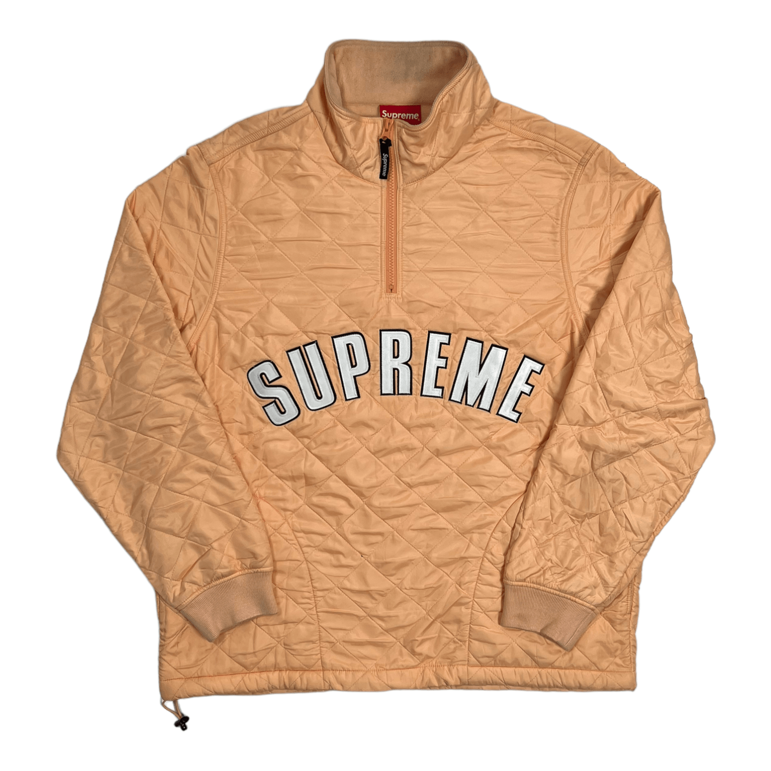 supreme arc logo quilted half pullover | www.fleettracktz.com