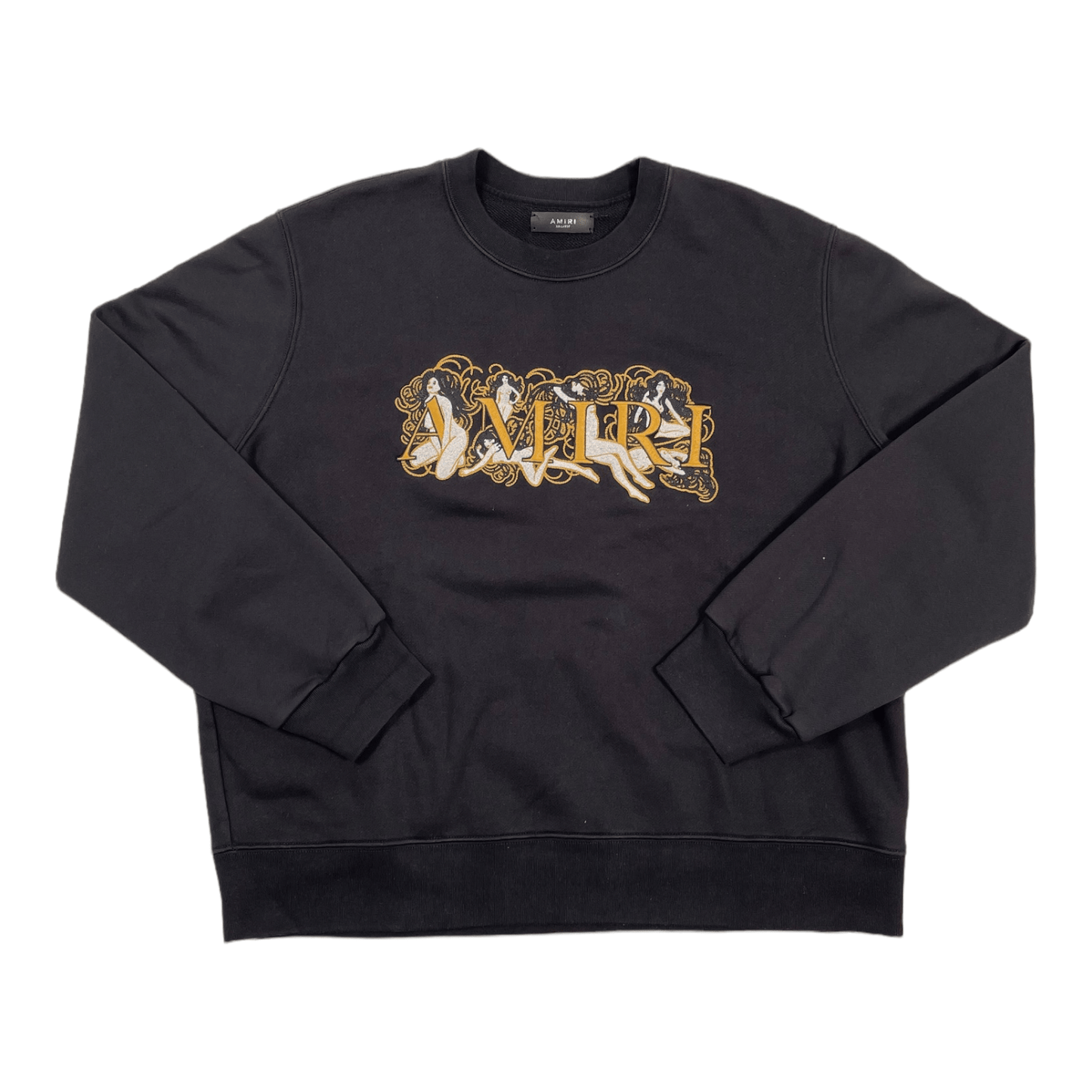 Amiri Ladies Logo Crewneck Sweatshirt Black Gold Pre-Owned – Origins NYC