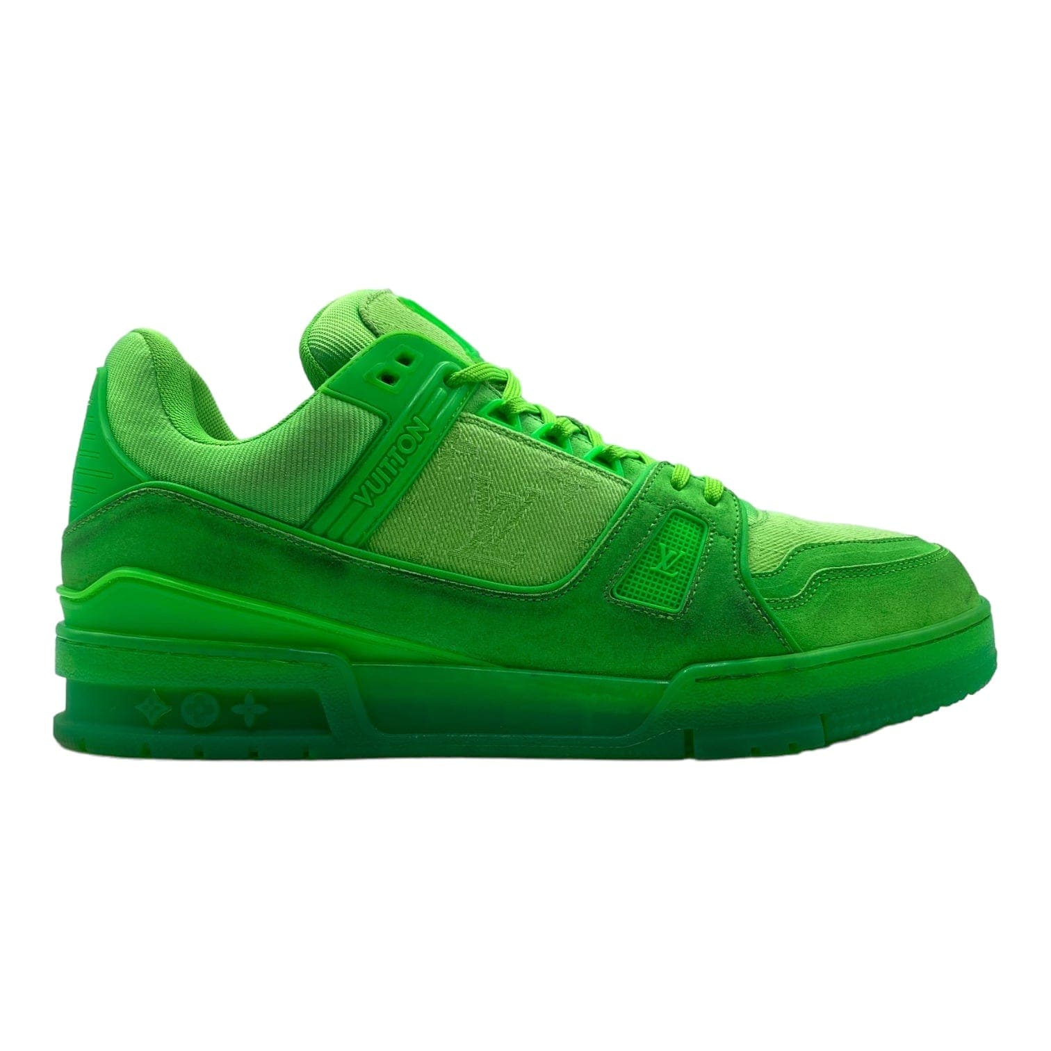Pre-owned Louis Vuitton Lv Trainer Green White In Green/white
