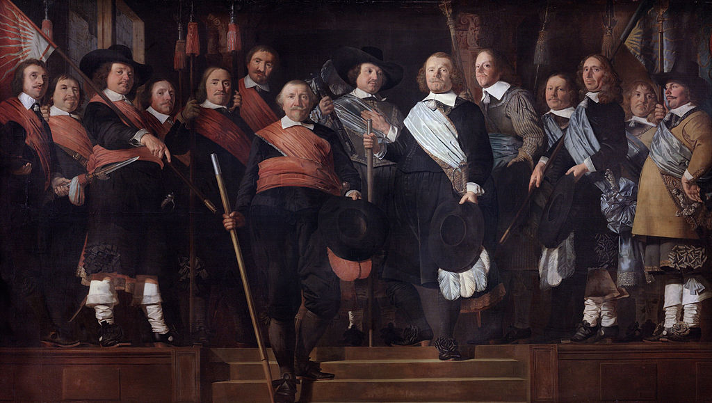 Officieren en vaandeldragers van de Oude Burgerwacht - Caesar van Everdingen