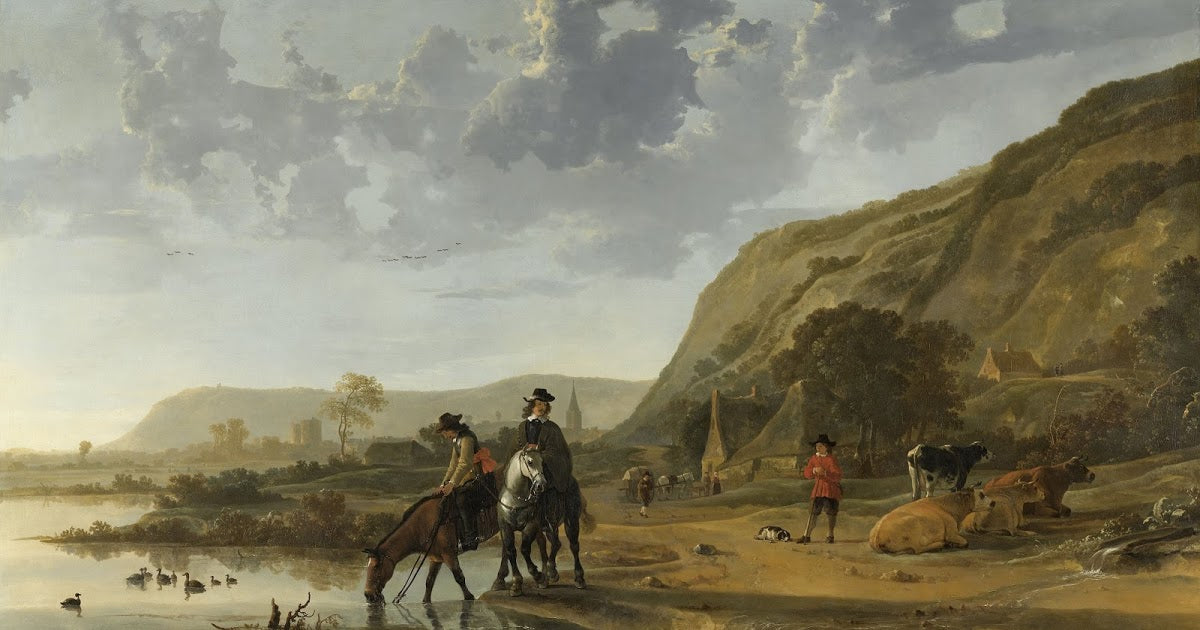 Cuyp Aelbert - River landscape with riders