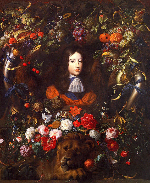 Jan davids de heem -  Fleurs avec portrait guillaume III d'Orange