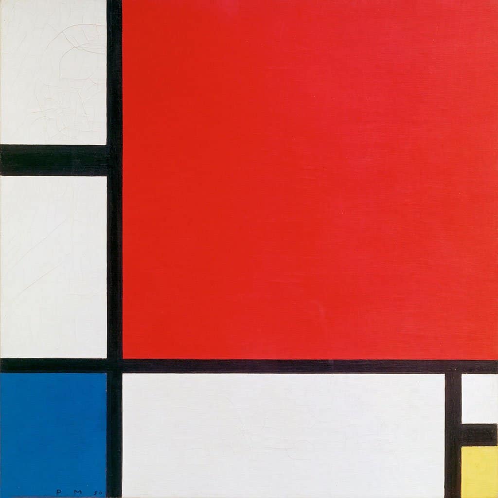 effect kennisgeving snor Compositie in rood blauw en geel (Piet Mondriaan)