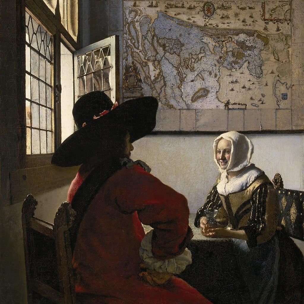 pint Verdikken Triviaal Officier en een lachend meisje (Johannes Vermeer) | Kunstopdoek.nl