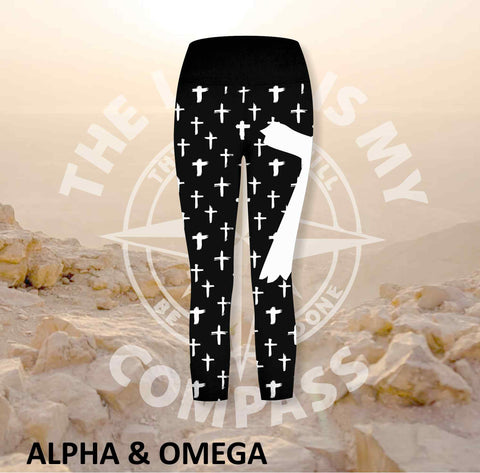 Alpha And Omega The Lord is my Compass Athleisure Three Quarter Tights –  Martin West Designs