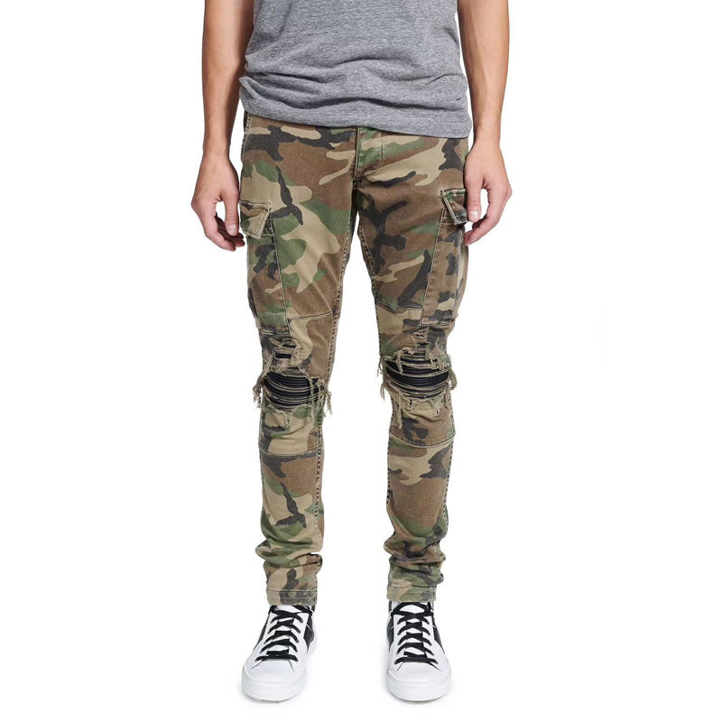 camouflage ripped jeans