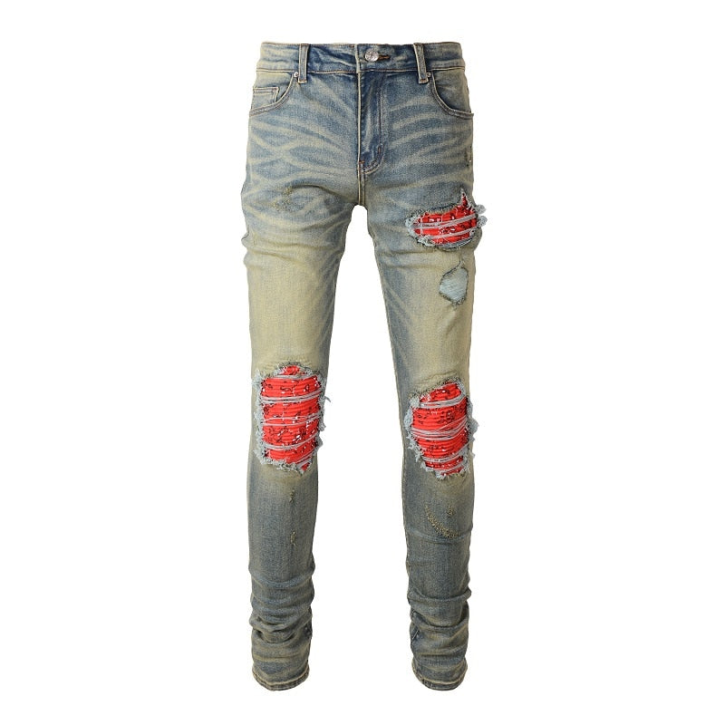 Men's Bandana Jeans: Jeans with Bandana Patches | Taelor Boutique