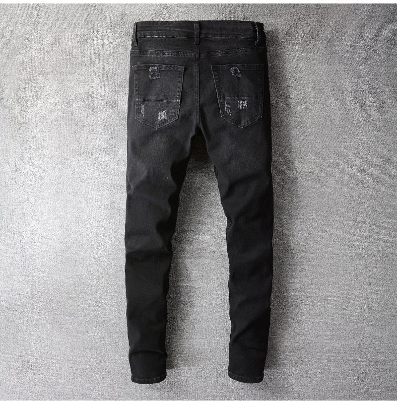 Patchwork Paint Jeans - Black