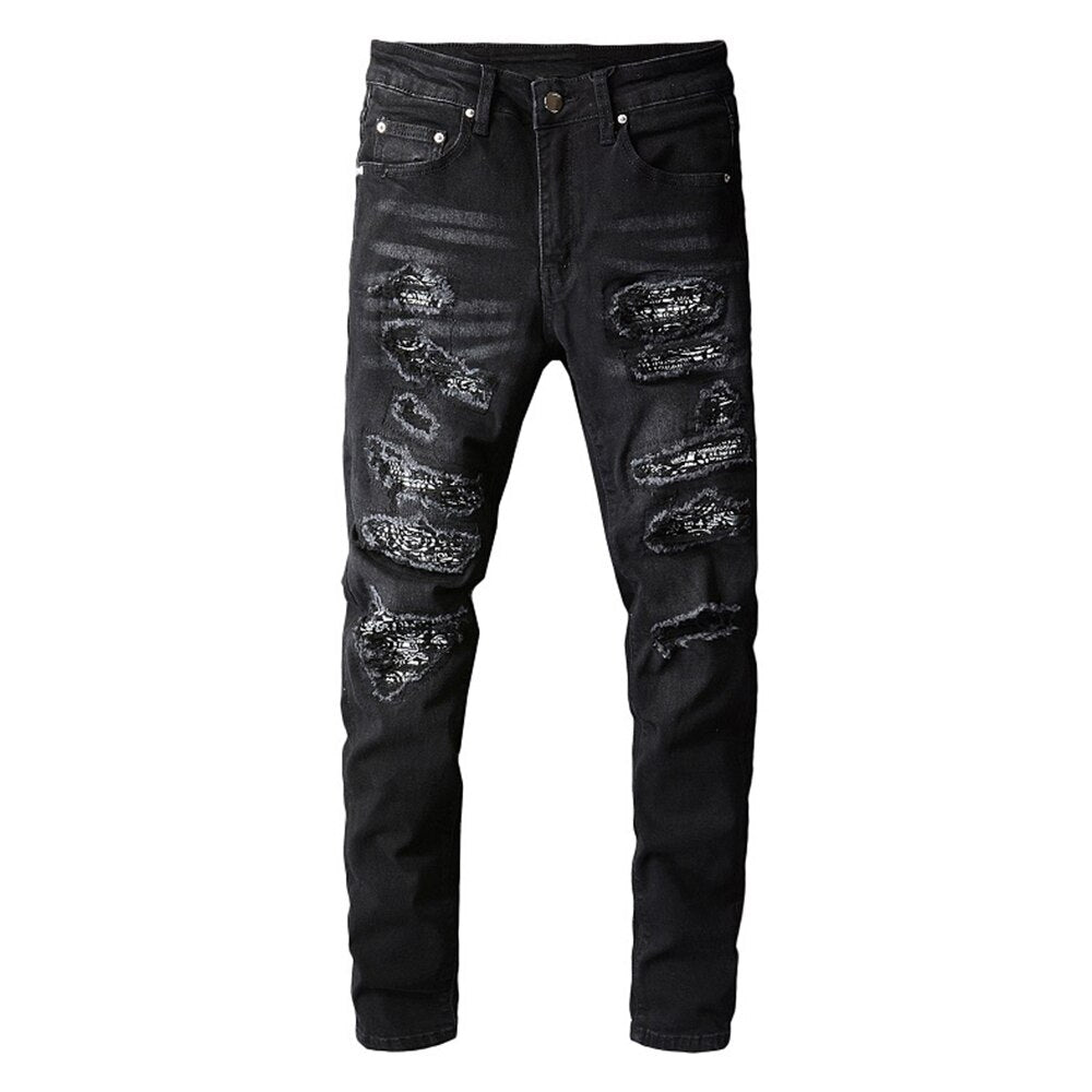 Boutique Jeans Patchwork Taelor Ripped Distressed – Bandana Black