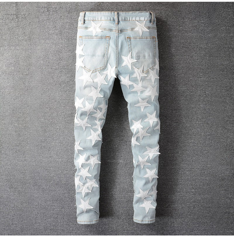 Blue Crystal Patchwork Paint Splatter Jeans – Taelor Boutique