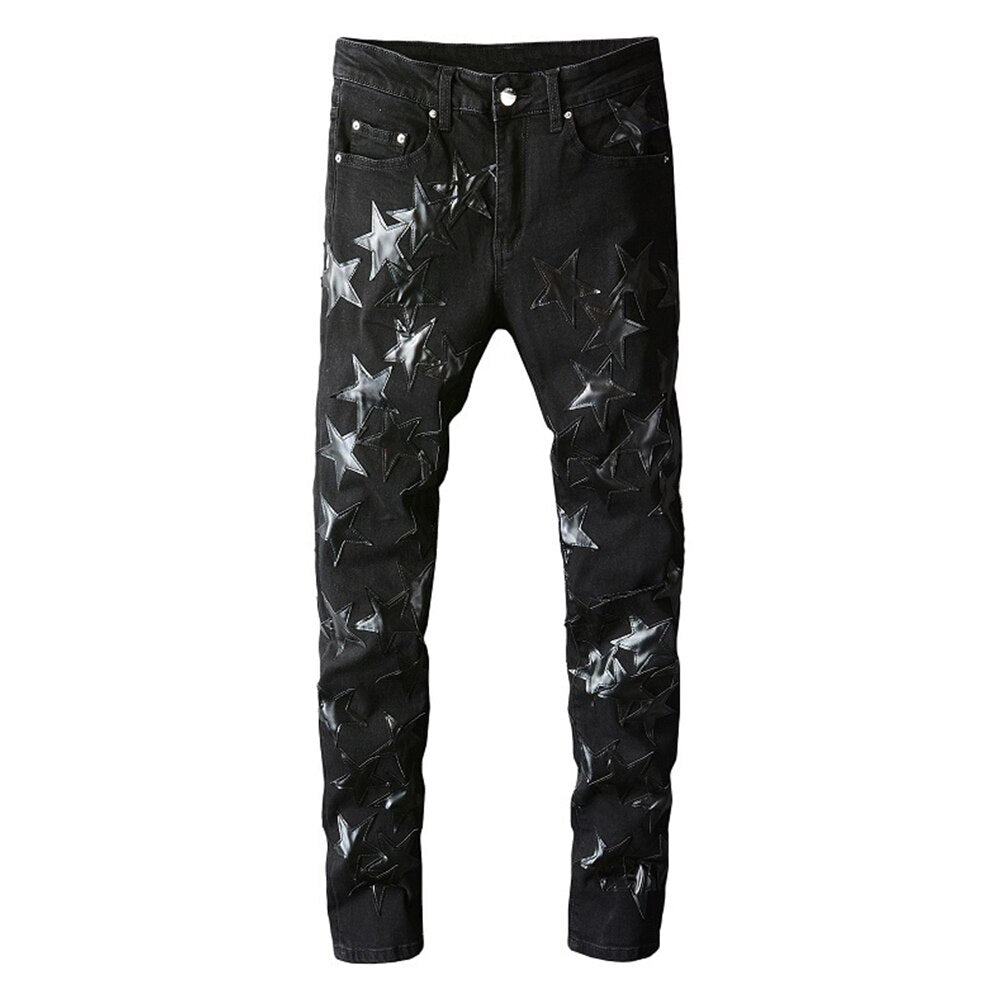 Patchwork Paint Jeans - Black