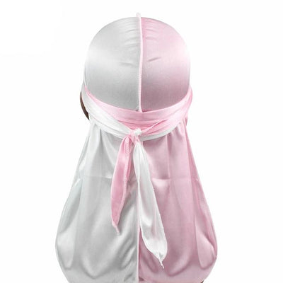 Pink & White Two Tone Silky Durag - Taelor Boutique