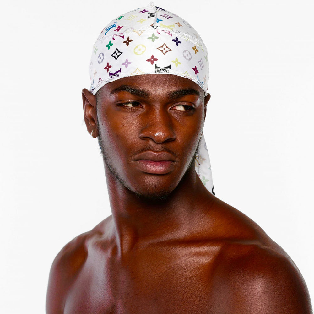 Durag in Satin LV Blue and Gold