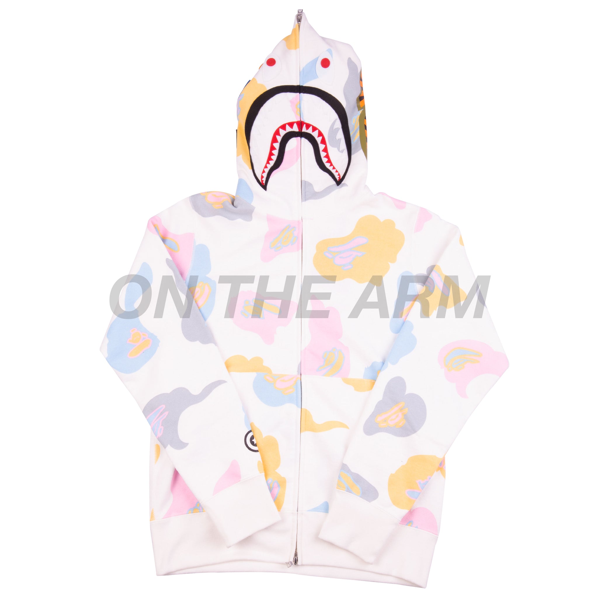 Bape White Def Camo Shark Full Zip – On The Arm