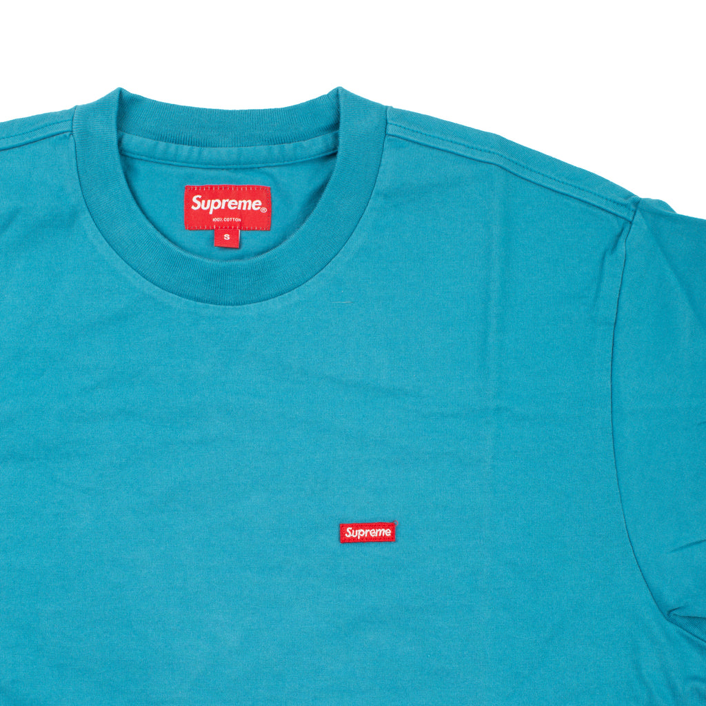 Supreme Dusty Blue Small Box Logo Tee On The Arm