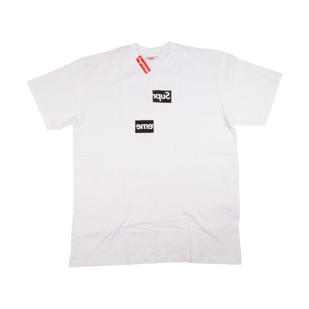 Supreme White CDG Split Logo Box Logo Tee – On The Arm