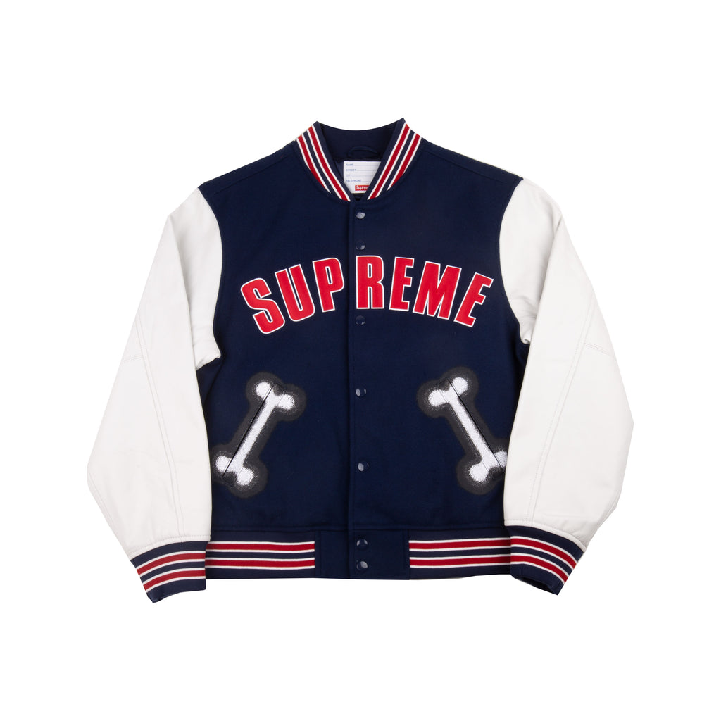 Supreme Bone Varsity Jacket Sサイズ ネイビー amanco-egypt.com