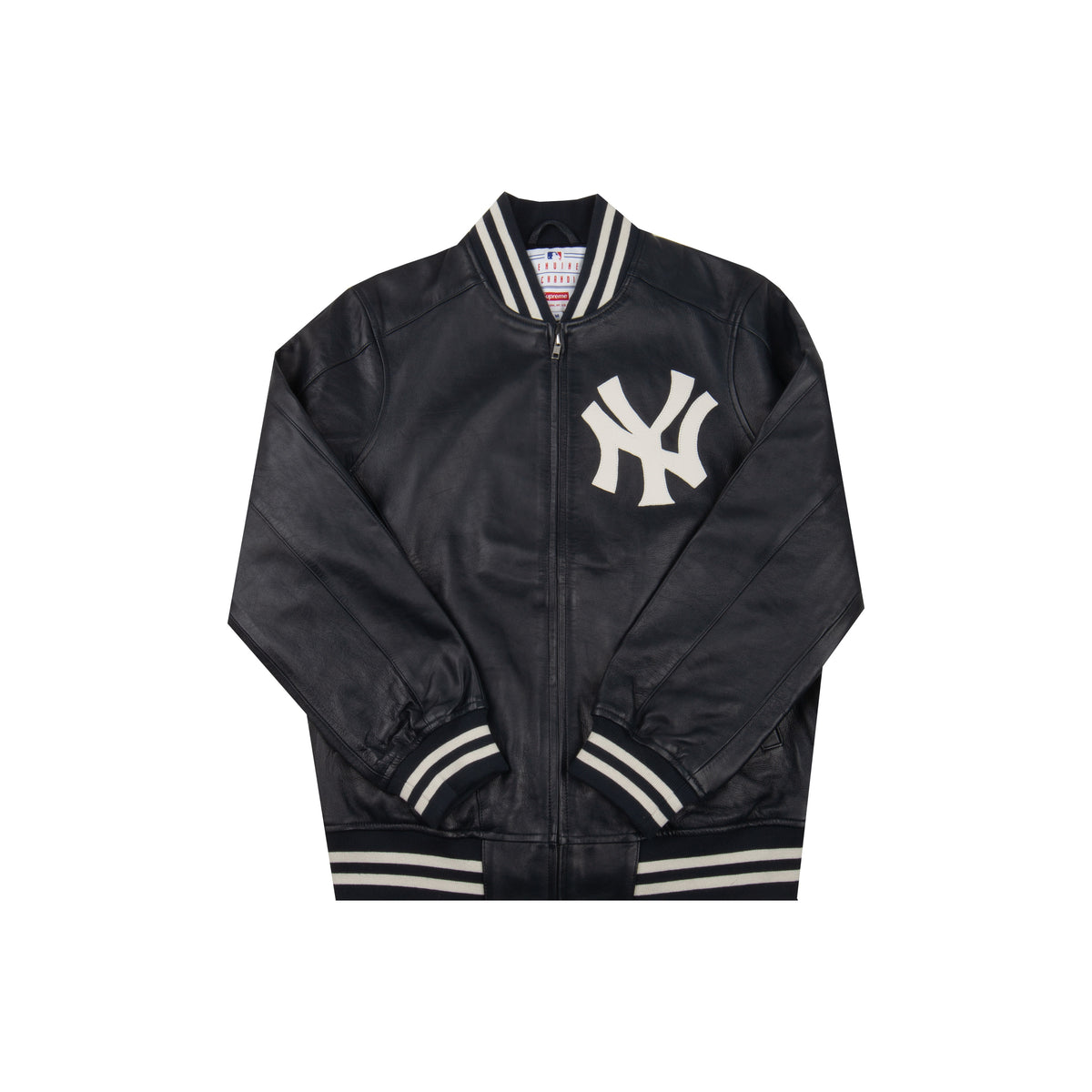 Supreme Navy Yankees Leather Jacket – On The Arm