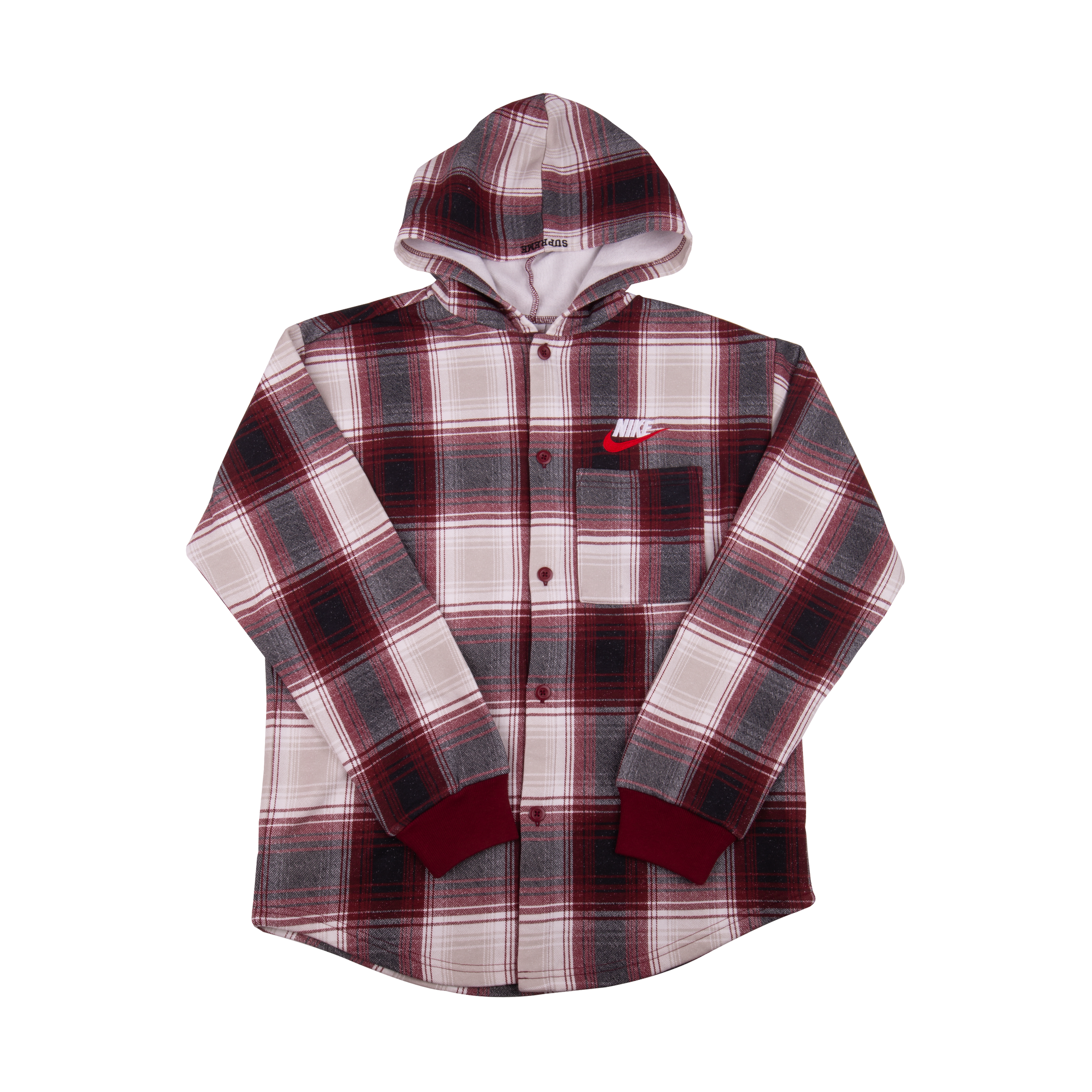 nike supreme plaid hoodie