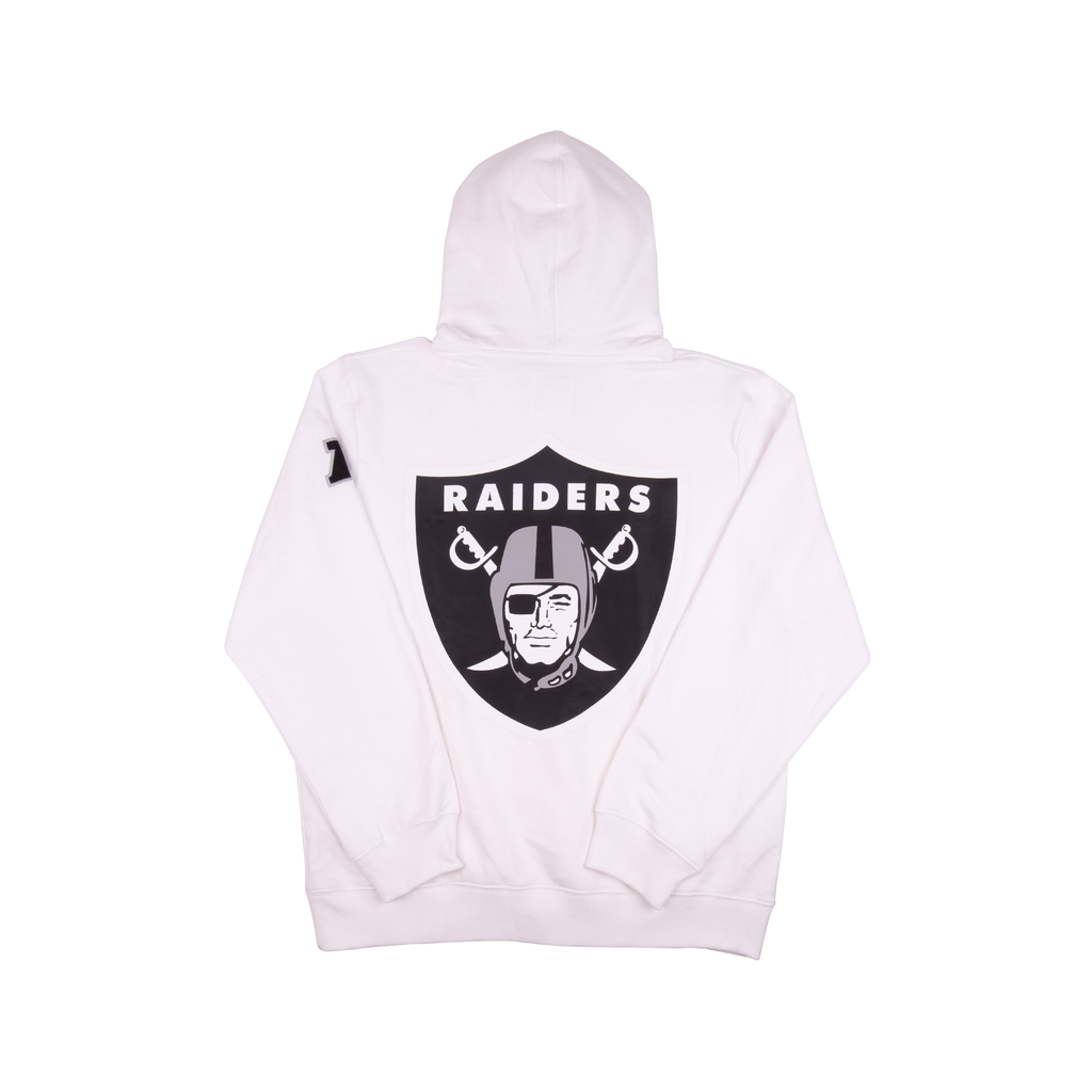 white supreme raiders hoodie