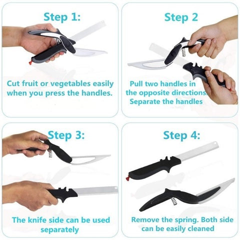Multi-Function Smart Clever Cutter Scissor 2-in-1 Cutting Board Utility  Cutter Stainless Steel Outdoor Smart Vegetable Knife – THELOOTSALE