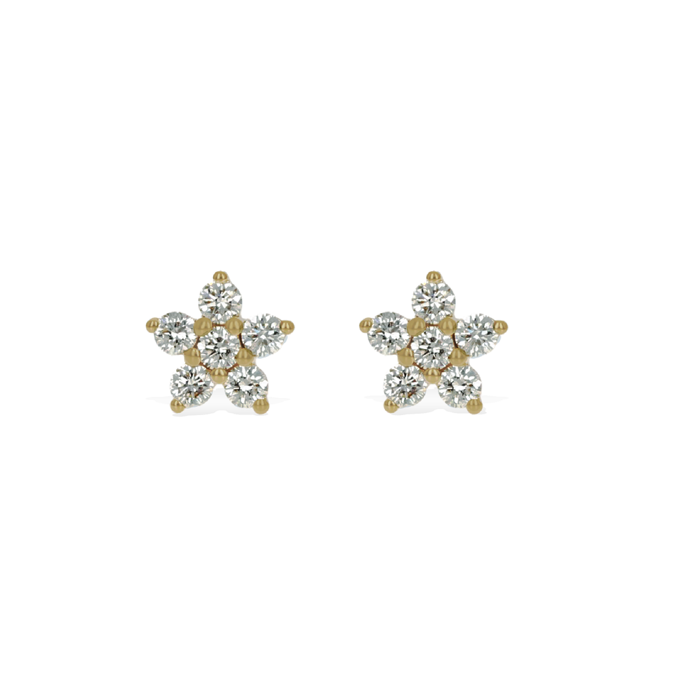 Dainty Square Diamond Stud Earrings in 14kt Yellow Gold