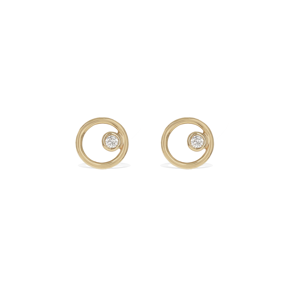 Dainty Square Diamond Stud Earrings in 14kt Yellow Gold